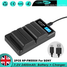 Image of 2x 2.4AH NP-FM500H Battery & Dual Charger For Sony DSLR-A100 A200 A300 A350 A450
