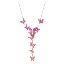 Image of Swarovski Idyllia Lilia Y necklace, Butterfly, Pink, Rose gold-tone plated