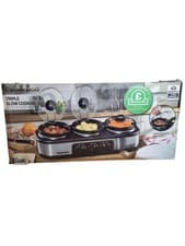 Image of Daewoo Triple Slow Cooker Stainless Steel Stew & Stir Brushed Silver Energy 🔥
