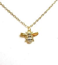 Image of Bumble Bee Crystal Gold Necklace | Delicate Bee Jewelry | Gold Filled | Minimali