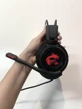 Image of MSI DS502 Surround Sound Gaming Headset Black with Ambient Dragon.