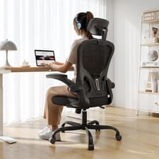 Image of Ergonomic Office Chair with Mesh Back, 330 lbs Capacity, Adjustable Headrest