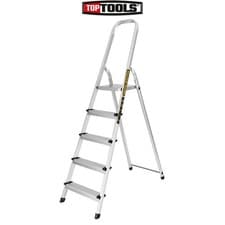 Image of Step Ladder folding Aluminium & Steel 5 steps Top Hand Rail