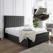 Image of Manor Bed Frame with Ottoman Storage and Mattress Upholstered Plush Velvet