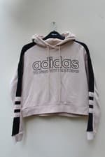 Image of Size 6 cream beige light Adidas cropped hoodie hood Logo Stripes Comfortable