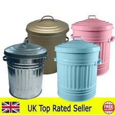 Image of 30L Litre Galvanised Metal Bin Rubbish Waste Dustbin Animal Feed Storage trash