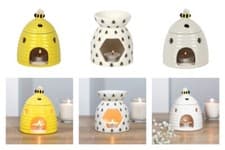 Image of NEW BEAUTIFUL YELLOW WHITE OR BEE PRINT BEEHIVE OIL BURNER HOME FRAGRANCE 