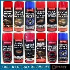 Image of RENTOKIL WASP NEST FLEA KILLER SPRAY FLYING INSECT CLOTHES MOTH INSECTROL 300ML