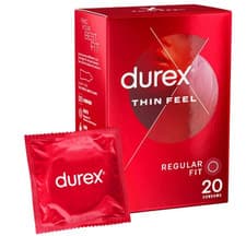 Image of Durex Thin Feel Latex Condoms for More Sensitivity Regular Size Pack of 20