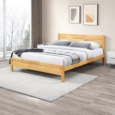 Image of Declan Solid Pine King Size Bed Frame Rustic Scandi Contemporary