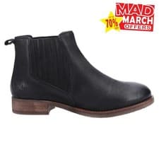 Image of Hush Puppies Edith Womens LEATHER Fashion Dress Designer Ankle Boots Black