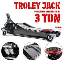 Image of Trolley Jack 3 Ton Tonne Low Profile Hydraulic Floor Lifting Car Van Garage Tool