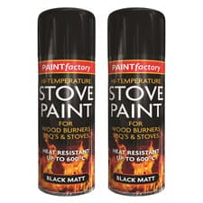 Image of 2 x Heat Resistant Matt Black Spray Paint Stove High Temperature BBQ 400ml Can