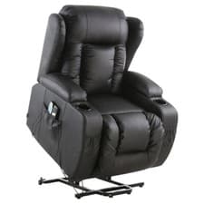 Image of CAESAR ELECTRIC RISE RECLINER WINGED LEATHER ARMCHAIR MASSAGE HEATED CHAIR