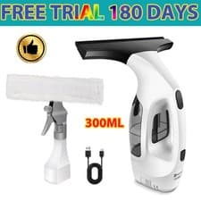 Image of Cordless Window Vacuum Cleaner Rechargeable with Spray Bottle & Microfibre Cover