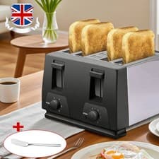 Image of 4 Slice Extra Wide Slot with Variable Browning Defrost Reheat Black Toaster New