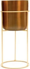 Image of Brushed Metal Plant Pot Stand Large 20x50cm - Dark Gold Plant Stand Metal
