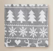 Image of Grey Fair Isle Christmas Throw Super Soft Fleece Blanket Sofa Bed Home Decor NEW