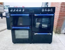 Image of BELLING Kensington 100E Electric Ceramic Range Cooker - Black & Chrome