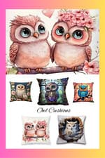 Image of 1PC Owl Complete Cushion - Case & Core 45 x 45 cm CHOOSE Christmas Gift