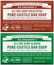 Image of Dr. Bronner's All-One Pure-Castile Bar Soap Eucalyptus and Almond Available 140g