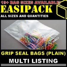 Image of GRIP SEAL BAGS (PLAIN) Resealable Poly Plastic Polythene Clear Bags *All Sizes*