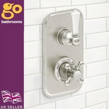 Image of Nickel Traditional Concealed Twin Thermostatic Shower Valve & Diverter 1 Outlet
