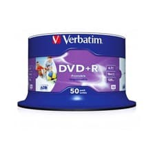 Image of Verbatim (43512) DVD+R 16X 4.7GB 50 Pack Spindle Wide Inkjet Printable No ID