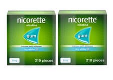 Image of 2x Nicorette Gum 2mg Icy White – 210 Pieces Each (Total 420)  BBE 08-2028