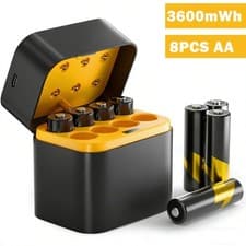 Image of AA 3600mWh Rechargeable Battery with Charger 8Pack 1.5V Lithium AA Battery Gifts
