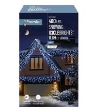 Image of Premier 480 LED Snowing Icicles Multi-Action Christmas Lights with Timer - WHITE