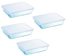 Image of Pyrex Food Storage Glass Dish Cook & Freeze Rectangular with Lid 1.5L - 4Pcs
