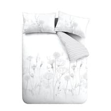 Image of Catherine Lansfield Meadowsweet Floral Stripe Modern Duvet Cover Set / Cushions
