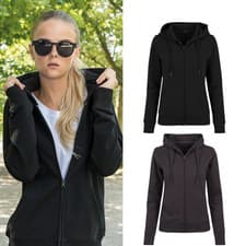 Image of Build Your Brand Women's terry zip hoodie - Slightly longer fit