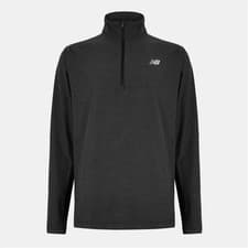 Image of Mens New Balance Black Space Dye Quarter zip Long-Sleeve Performance Top Small