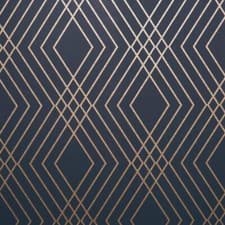 Image of Fine Decor Shard Trellis Navy/Gold Metallic Wallpaper FD42605
