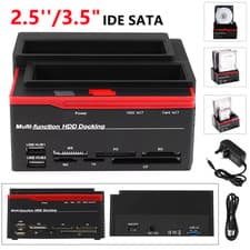 Image of External HDD Docking Station 2.5″/3.5″ IDE+SATA USB Dual Hard Drive Card Reader