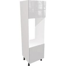 Image of Fully Assembled 600mm Plain Slab Gloss Light Grey Kitchen Double Oven Unit