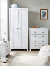 Image of Atlanta 3 Piece Bedroom Set White | 2 Door Wardrobe, Chest & Bedside | Kids Room