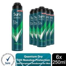 Image of Sure Men Anti-perspirant 72H Nonstop Protection Quantum Dry Deodorant, 6x250ml