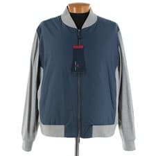 Image of Cardinal of Canada NWT Mixed Media Bomber Jacket Size XXL (50 US) In Blue/Gray