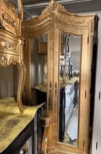 Image of Elegant Louis Xv Double Mirrored Gold Leaf Wardrobe. New. Collection Only.