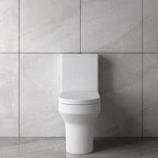 Image of Back To Wall & Rimless Close Coupled Toilet Ceramic Pan Soft Close Seat Bathroom