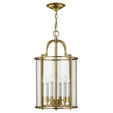 Image of 6 Bulb Ceiling Pendant Light Fitting Highly Polished Brass LED E14 60W