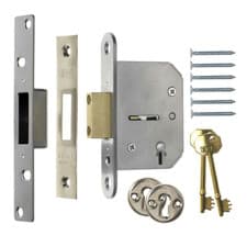 Image of 5 Lever Mortice Deadlock Door Lock ERA Viscount High Security 3" Satin Chrome