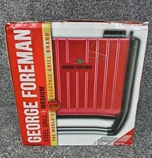 Image of George Foreman 25040 Family Steel Grill/Sandwich Panini Maker Medium - Red