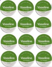 Image of Brand New 12X Vaseline Aloe Vera Lip Therapy Healing Balm Tin 20g each,UK Seller