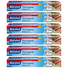 Image of 6 x Bacofoil The Original Kitchen Foil Easy-Cut Tear & Heat-Resistant 30cm x 5m