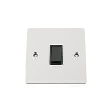 Image of 10Amp 2 Way Single Light Switch 1 Gang Polished Chrome FLAT Plate Silver Effect