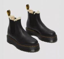 Image of Dr. Martens Women's 2976 Quad FL Boots 25635001 Faux Fur Lined Platform Chelsea